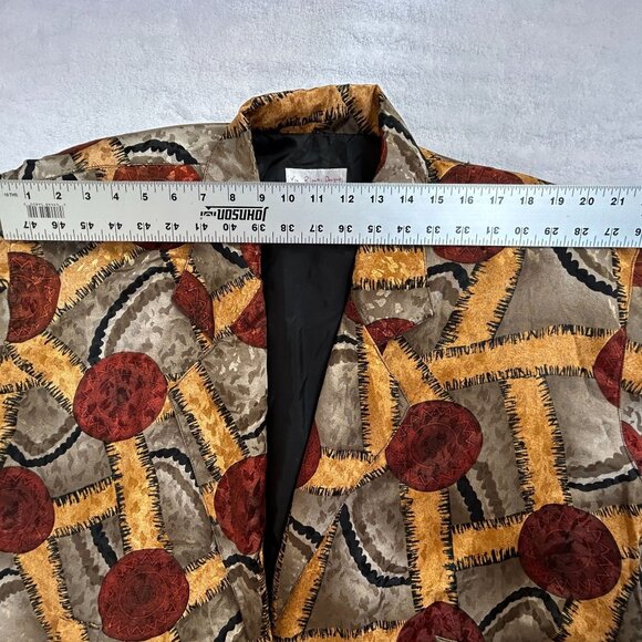 Vintage Via Ripatti Designs California Womens Abstract Pattern Blazer Jacket Red - Picture 6 of 8